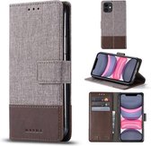 Voor iPhone 11 Pro Max MUXMA MX102 Horizontale flip canvas lederen tas met standaard & kaartsleuf & portemonnee-functie (bruin)