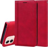 Frosted zakelijke magnetische horizontale flip PU lederen tas met houder & kaartsleuf & lanyard voor iPhone 12 mini (rood)