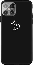 Three Dots Love-heart Pattern Frosted TPU beschermhoes voor iPhone 12/12 Pro (zwart)