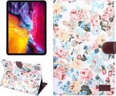 Voor iPad Air 2020 10.9 Bloem Doek Textuur PC Horizontale Flip Lederen Beschermhoes met Houder & Kaartsleuven & Portemonnee & Fotolijst & Slaap / Wekfunctie (Wit)