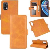 Voor Oppo Realme X7 Dubbelzijdige magnetische gesp Horizontale flip lederen tas met houder & kaartsleuven en portemonnee (geel)