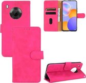 Voor Huawei Y9a Effen Kleur Huid Voel Magnetische Gesp Horizontale Flip Kalf Textuur PU Lederen Case met Houder & Kaartsleuven & Portemonnee (Rose Rood)