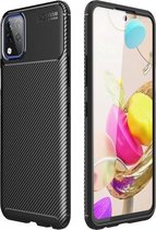 Voor LG K42 koolstofvezel textuur schokbestendig TPU-hoesje (zwart)