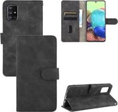 Voor Samsung Galaxy A71 Effen Kleur Huid Voel Magnetische Gesp Horizontale Flip Kalf Textuur PU Lederen Case met Houder & Kaartsleuven & Portemonnee (Zwart)