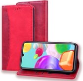 Voor Samsung Galaxy A41 Business Stitching Horizontale flip lederen tas met dubbele vouw & beugel & kaartsleuven & fotolijst & portemonnee (rood)