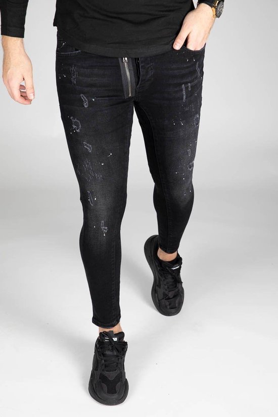 RYMN Jeans skinny noir avec des taches de peinture blanche | bol.com