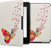 kwmobile hoes geschikt voor Amazon Kindle Paperwhite - Magnetische sluiting - E reader cover in meerkleurig / roze / wit - Zwerm Vlinders design