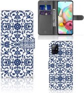 Telefoon Hoesje Geschikt voor Samsung Galaxy A71 Book Case Flower Blue