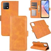 Voor vivo iQOO U3 / vivo Y52S Dual-side magnetische gesp Horizontale flip lederen tas met houder & kaartsleuven & portemonnee (geel)