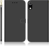 Voor Xiaomi Redmi 7A geÃ¯miteerd spiegelend oppervlak horizontaal flip lederen tas met houder & kaartsleuven & portemonnee & lanyard (zwart)