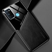 Voor OPPO Realme 7i / C17 All-inclusive leer + beschermhoes van organisch glas met metalen ijzeren plaat (zwart)