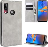 Voor Motorola Moto E6 Plus Retro-skin Business magnetische zuignap lederen tas met portemonnee-beugel-klauwplaat (grijs)