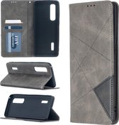 Voor OPPO Find X2 Pro Rhombus Texture Horizontale Flip Magnetische Leren Case met Houder & Kaartsleuven (Grijs)