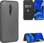 Voor OPPO Reno2 Z / F koolstofvezel textuur magnetische horizontale flip TPU + pc + PU lederen tas met kaartsleuf (zwart)