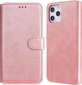 Voor iPhone 12 Pro Max Klassieke kalfsstructuur PU + TPU horizontale lederen flip-hoes, met houder & kaartsleuven en portemonnee (roségoud)