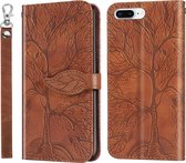 Life of Tree Embossing Pattern Horizontale Flip lederen hoes met houder & kaartsleuf & portemonnee & fotolijst & lanyard voor iPhone 8 Plus & 7 Plus (bruin)