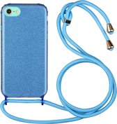 Glitter poeder schokbestendig TPU beschermhoes met lanyard voor iPhone 6 (blauw)
