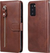 Voor Samsung Galaxy Note20 Mode Kalf Textuur Rits Horizontale Flip Leren Case met Standaard & Kaartsleuven & Portemonnee Functie (Bruin)