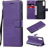 Voor Sony Xperia 10 II Effen Kleur Horizontale Flip Beschermende Leren Case met Houder & Kaartsleuven & Portemonnee & Fotolijst & Lanyard (Paars)