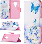 Voor Nokia 5.3 Gekleurde Tekening Patroon Horizontale Flip Leren Case met Houder & Kaartsleuven & Portemonnee (Bloem en Vlinder)