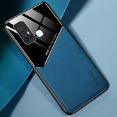 Voor Vivo Z6 All-inclusive lederen + organische glazen telefoonhoes met metalen ijzeren plaat (koningsblauw)