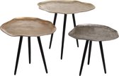 Bijzettafels - PTMD Zena multi color alu coffee table round - set of 3