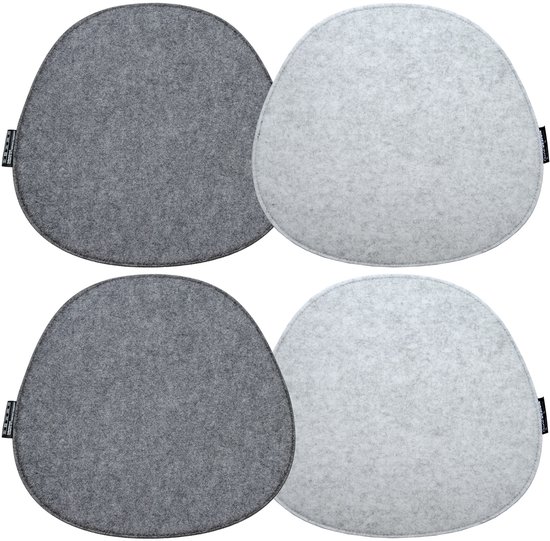 Coussin d'assise 4 feutre ovale 40x37cm Coussin d'assise réversible 8mm gris clair et gris