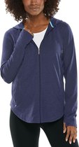 Coolibar - UV-werende Full zip hoodie voor dames - LumaLeo Zip-Up - Indigo - maat M