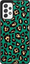 Samsung A72 hoesje - Luipaard groen | Samsung Galaxy A72 case | Hardcase backcover zwart