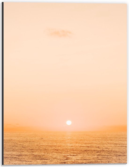 Dibond - Ondergaande Zon in de Zee - 30x40cm Foto op Aluminium (Wanddecoratie van metaal)