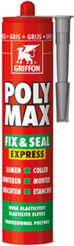Griffon Poly Max Fix & Seal Express Montagelijm-/afdichtingskit - Grijs - Koker - 425gr