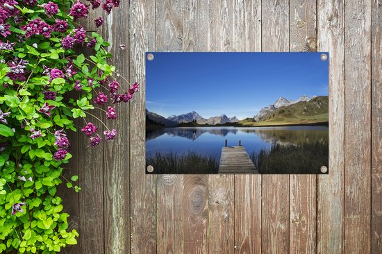 L'échafaudage à Lai da Vons affiche de jardin 90x60 cm - Toile de jardin / Toile d'extérieur / Peintures d'extérieur (décoration de jardin)