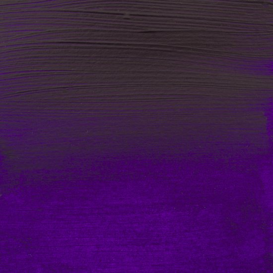 Verfstaal van Amsterdam Permanentblauwviolet 568, met textuur en kleurverloop van donkergrijs naar paars.