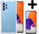 Hoesje Geschikt voor Samsung A72 Hoesje Shockproof Case Siliconen Met Screenprotector - Hoes Geschikt voor Samsung Galaxy A72 Hoes Cover Siliconen - Transparant