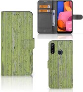 Wallet Book Case Geschikt voor Samsung Galaxy A20s Telefoon Hoesje Green Wood