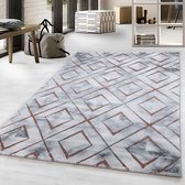 Modern vloerkleed - Marble Square Grijs Bruin 140x200cm