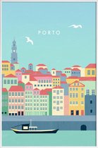 JUNIQE - Poster in kunststof lijst Porto - retro -40x60 /Kleurrijk