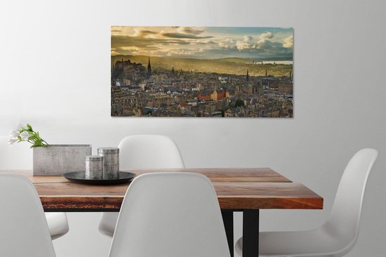 Canvas schilderij 80x40 cm - Wanddecoratie Centrum - Edinburgh - Oud - Muurdecoratie woonkamer - Slaapkamer decoratie - Kamer accessoires - Schilderijen op canvas