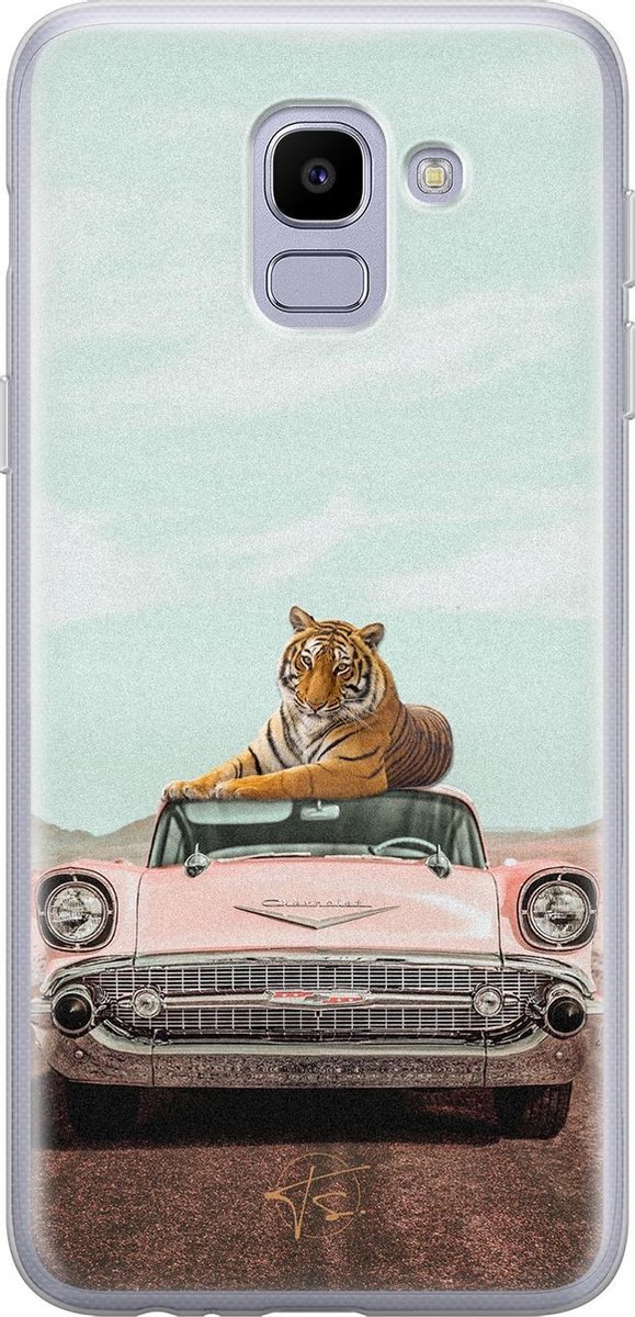 Samsung Galaxy J6 2018 siliconen hoesje - Chill tijger - Soft Case Telefoonhoesje - Multi - Print