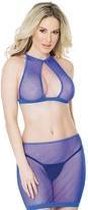 Fishnet Halter Top & Skirt - Cobalt