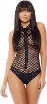 Sleeveless net bodysuit - Black -