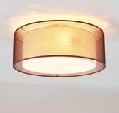 Lindby - plafondlamp - 3 lichts - stof, kunststof, metaal - H: 17.5 cm - E14 - bruin, wit, mat nikkel