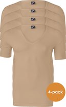 ALAN RED T-shirts no neck (4-pack) - diepe V-hals - beige -  Maat: M