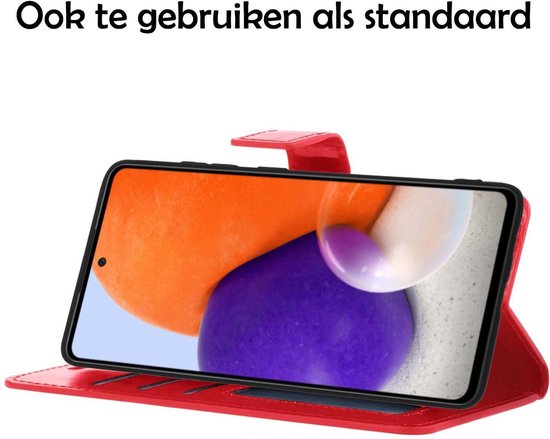 Samsung A72 Case Book Case Avec Protecteur D'écran - Samsung Galaxy A72 Case Wallet Cover - Samsung A72 Case With Screen Protector - Rouge