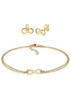 Elli Dames Sieraden Set Dames Infinity Symbol Stud Earrings Band Set Verstelbaar in 925 sterling zilver