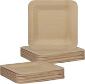 Relaxdays 50x bamboe bordjes - 25,5 cm - wegwerpbordjes - bordjes amboe - wegwerpservies
