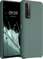 kwmobile telefoonhoesje voor Huawei P Smart (2021) - Hoesje met siliconen coating - Smartphone case in blauwgroen