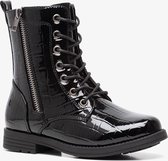 Blue Box meisjes lak veterboots met croco print - Zwart - Maat 35