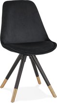 Alterego Design stoel 'HAMILTON' in zwart fluweel en poten in zwart hout