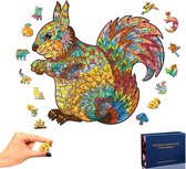 3D Puzzels voor Volwassene-Houten Puzzel Volwassen kinderen 3D Puzzel Houten Puzzel Dieren Eekhoorn Unieke Dierlijke Vorm Puzzelstukjes Houten Puzzel voor Familie Game Collection Gift (Squirr